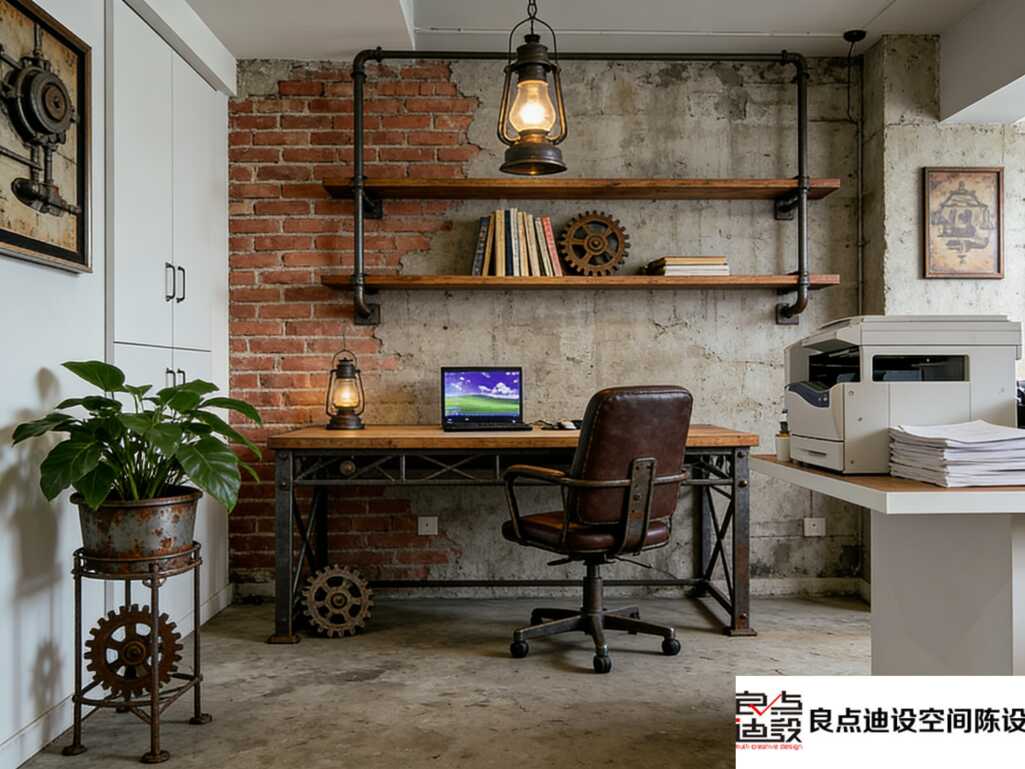 工业风办公室装修软装设计天花板!复古+实用还能这么搭?打工人狂喜💥